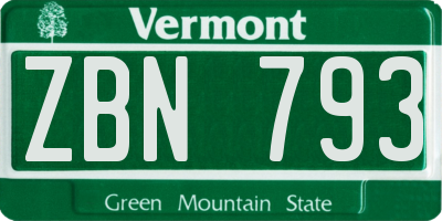 VT license plate ZBN793