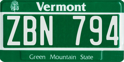 VT license plate ZBN794