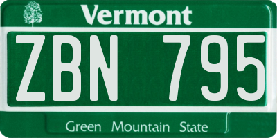 VT license plate ZBN795