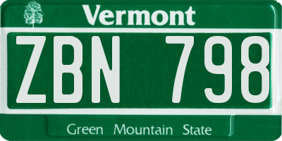 VT license plate ZBN798