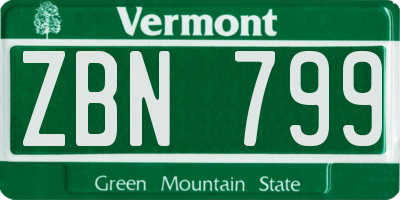 VT license plate ZBN799