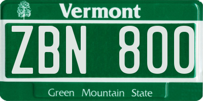 VT license plate ZBN800