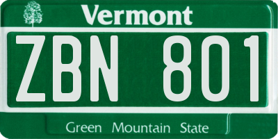 VT license plate ZBN801