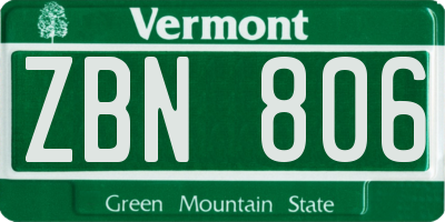 VT license plate ZBN806