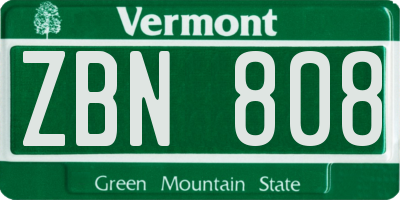 VT license plate ZBN808