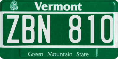 VT license plate ZBN810