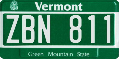 VT license plate ZBN811
