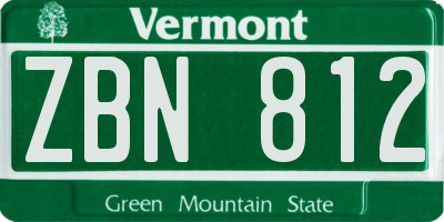 VT license plate ZBN812