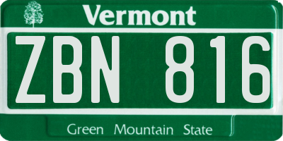 VT license plate ZBN816