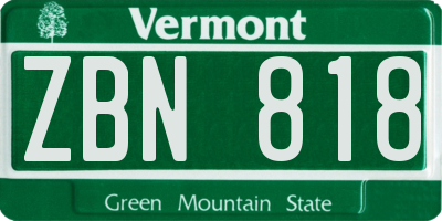 VT license plate ZBN818