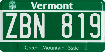 VT license plate ZBN819