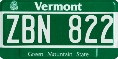 VT license plate ZBN822