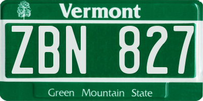 VT license plate ZBN827