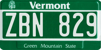 VT license plate ZBN829