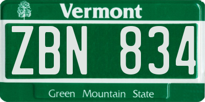 VT license plate ZBN834