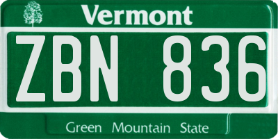 VT license plate ZBN836