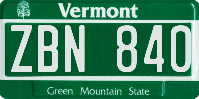 VT license plate ZBN840