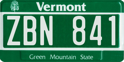 VT license plate ZBN841