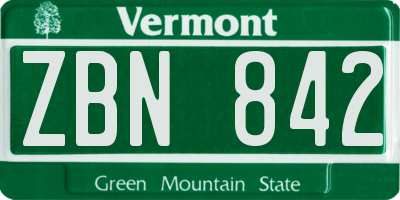 VT license plate ZBN842