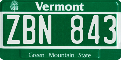 VT license plate ZBN843