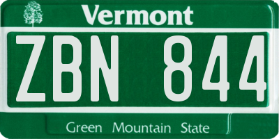 VT license plate ZBN844