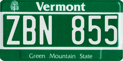 VT license plate ZBN855