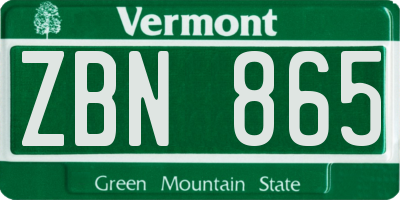 VT license plate ZBN865