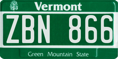 VT license plate ZBN866