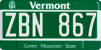 VT license plate ZBN867