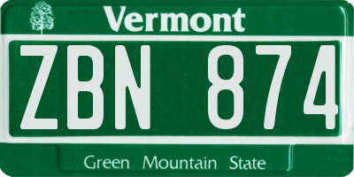 VT license plate ZBN874