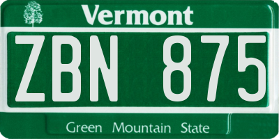 VT license plate ZBN875