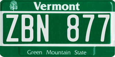 VT license plate ZBN877