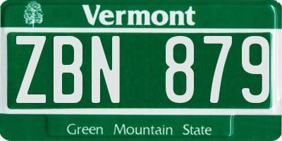 VT license plate ZBN879