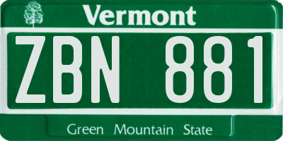 VT license plate ZBN881
