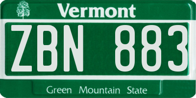 VT license plate ZBN883