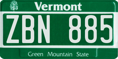 VT license plate ZBN885