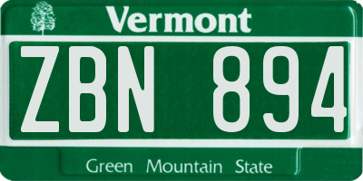 VT license plate ZBN894