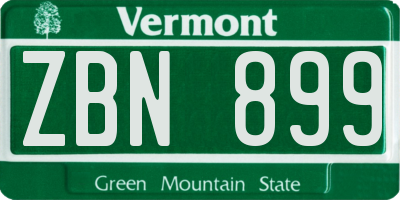 VT license plate ZBN899