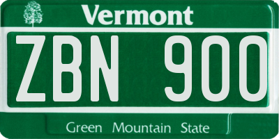 VT license plate ZBN900
