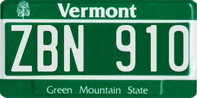 VT license plate ZBN910