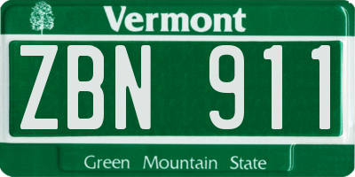 VT license plate ZBN911