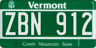 VT license plate ZBN912