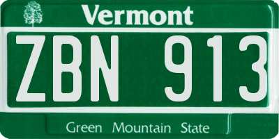 VT license plate ZBN913