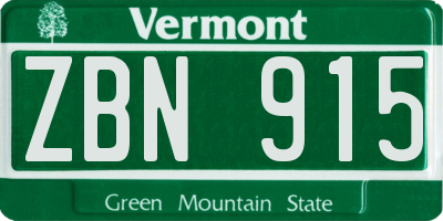 VT license plate ZBN915