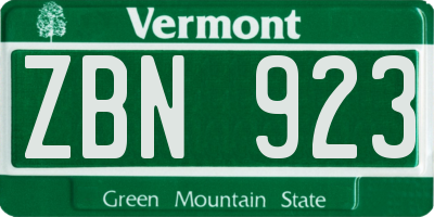 VT license plate ZBN923