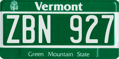 VT license plate ZBN927