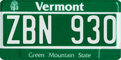 VT license plate ZBN930