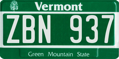 VT license plate ZBN937