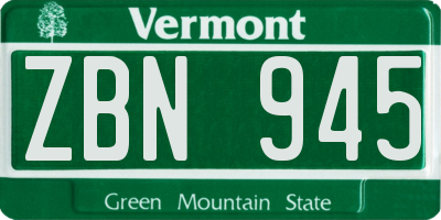 VT license plate ZBN945