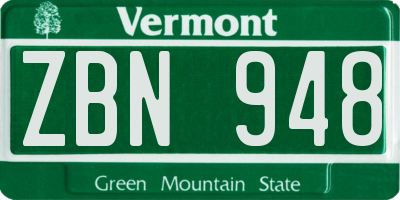 VT license plate ZBN948